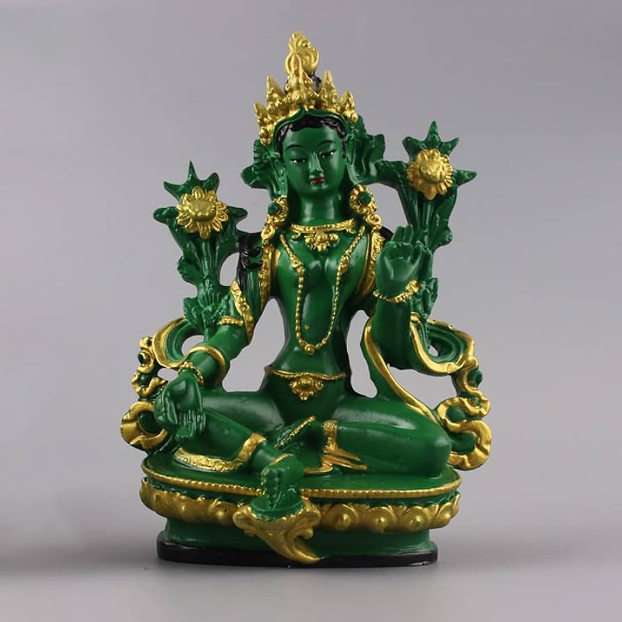 Amazon｜西蔵 （チベット） 仏教 菩薩像 13.5cm 緑度母菩薩 樹脂製