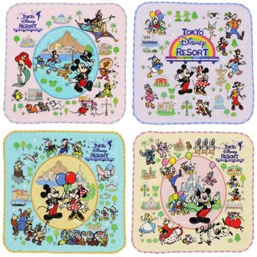 Amazon｜ディズニー 総キャラクター ミニタオル 4枚セット 東京