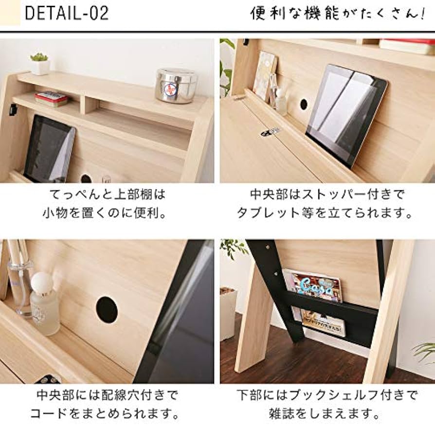 Amazon.co.jp: ライティングデスク 幅60cm 木製 デスクのみ フラップ扉