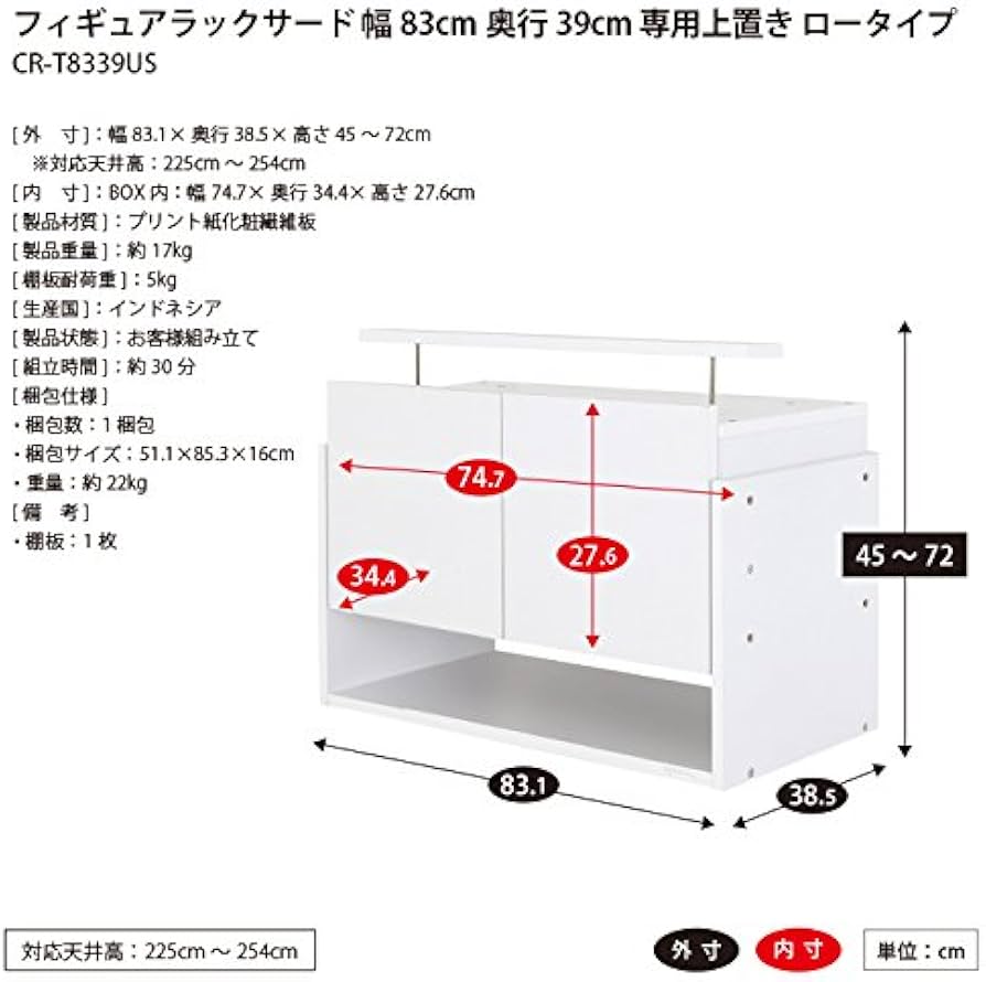 Amazon｜(JAJAN)フィギュアラック サード ワイド 上置きロータイプ 幅