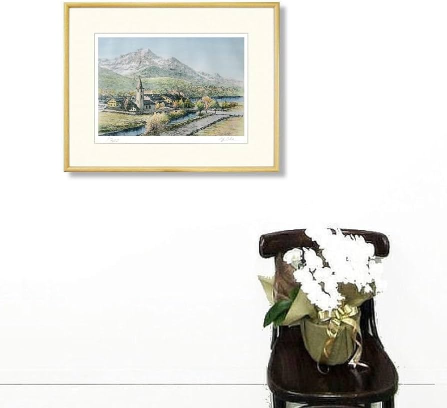 絵画 版画 織田義郎 エッチング 北欧の教会 シリアルナンバー 30/100