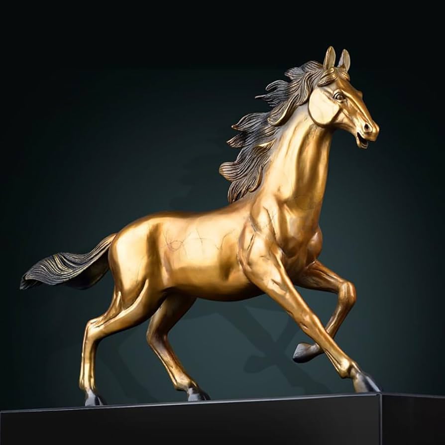 Amazon.co.jp: YouFine 走る馬のブロンズ彫刻 大理石ベース付き