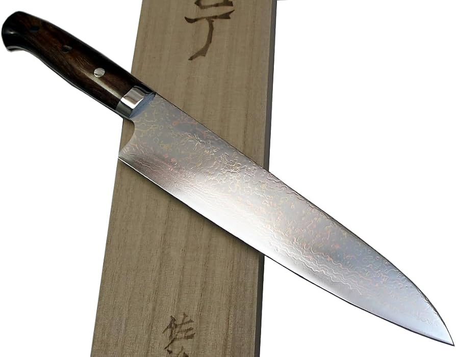 Amazon | 佐治武士作 V金10号W有色ダマスカス 牛刀240 アイアンウッド