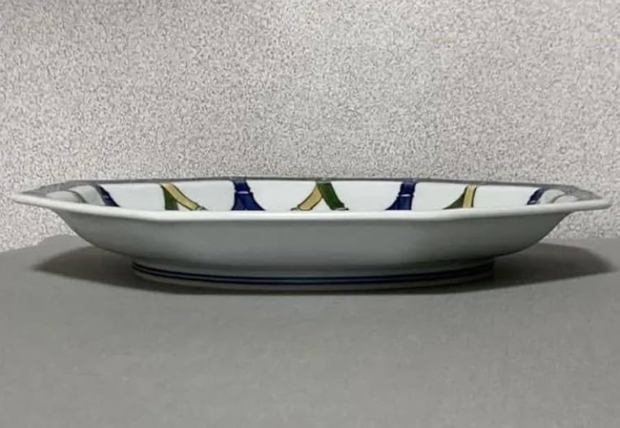 Amazon.co.jp: 限定共箱大皿27cm館林 源右衛門窯 染錦竹垣図 八角 保管