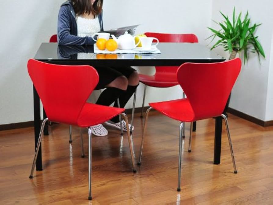 Amazon｜ダイニングチェア 【2脚】 赤 リプロダクト チェア 北欧家具