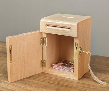 Amazon | 貯金箱 貯金箱ヴィンテージキータッセル装飾が施されたクルミ