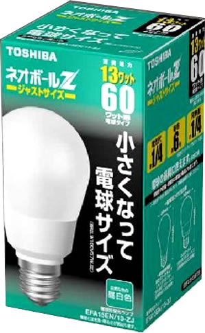 東芝 電球形蛍光灯 ネオボールZ 60形 電球色 E17 5個セット 東芝 電球