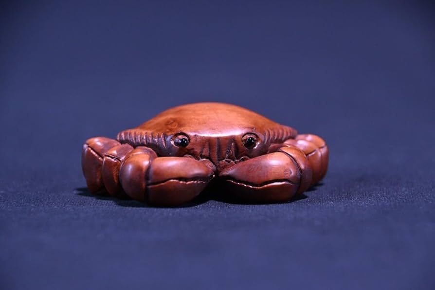 Amazon.co.jp: 【骨董品】蟹かにカニ根付Netsuke精密彫刻超絶技巧彫塑