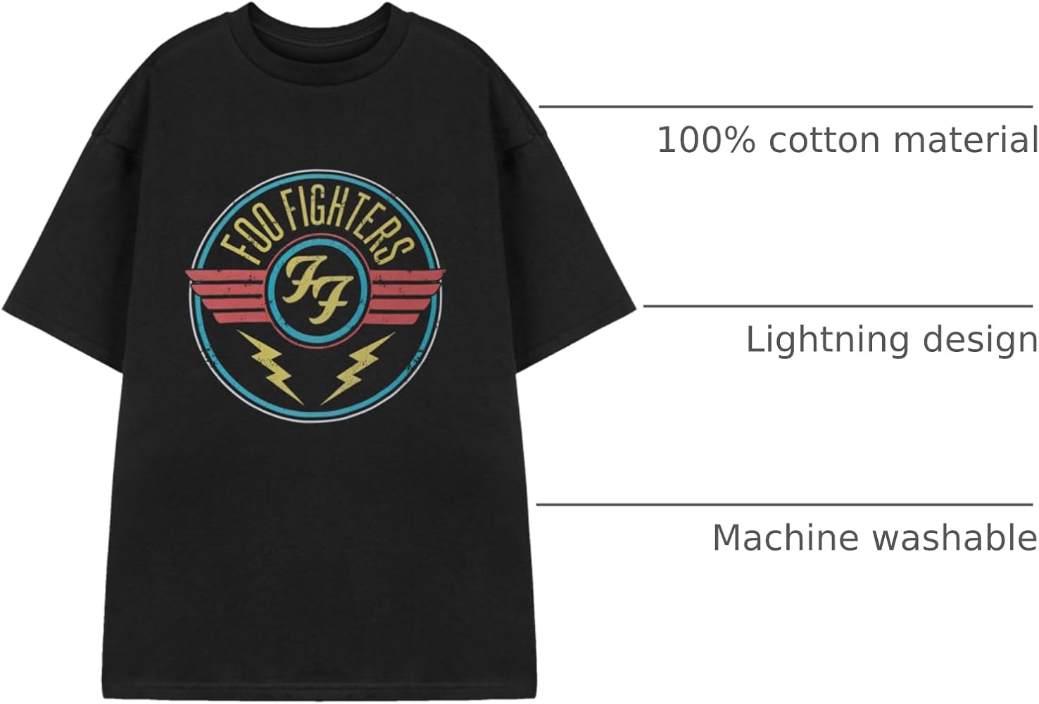 Foo Fighters Mens T-Shirt | Lightning Black Short Sleeved