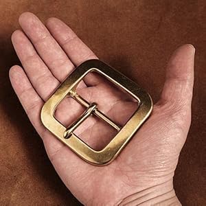 Amazon.co.jp: 真鍮 レザーベルト用バックル（角丸四角）ベルト幅50mm