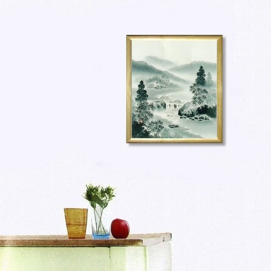 Amazon.co.jp: 上田邦彦 水墨山水 色紙 ナチュラル 日本画 風景画 山岳