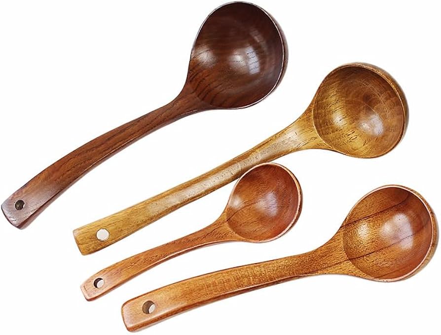 Amazon.co.jp: スプーン お玉 木製 おたま レードル 柄杓 穴あきおたま