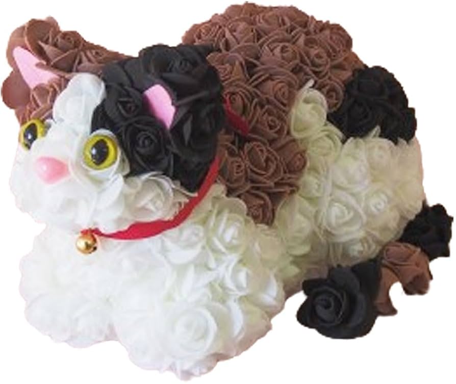 Amazon｜猫グッズ フラワーキャット 1個 薔薇 花 ギフト ローズ猫 造花