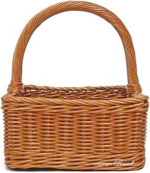 Amazon.co.jp: 型番188 籐かごバスケット 上質天然素材 ハンドル付き