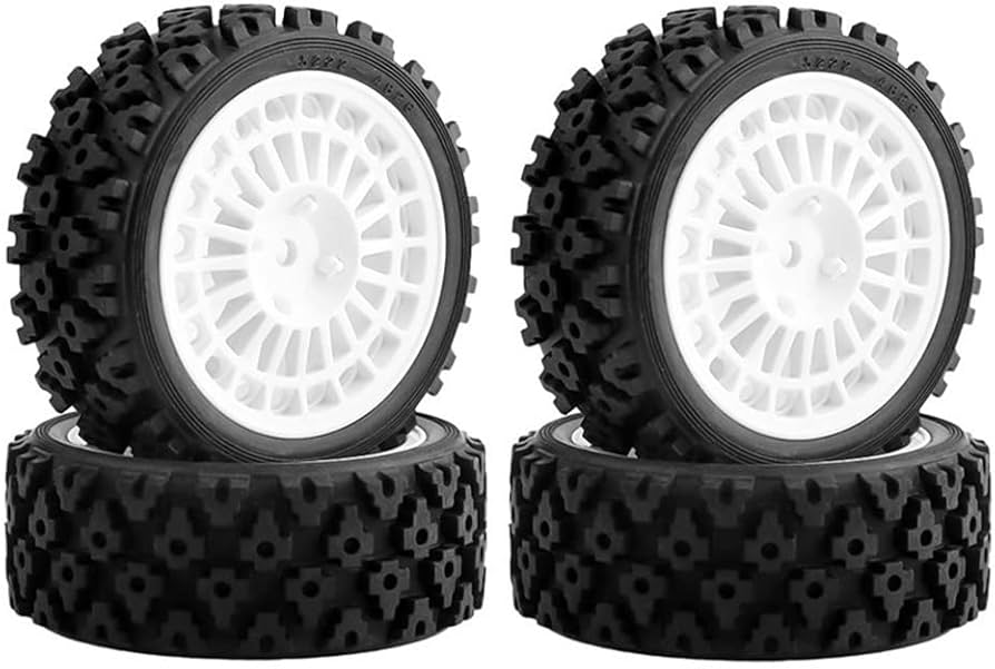 Amazon | ゴム + プラスチック RC ラリー タイヤとホイール 4 個、52mm