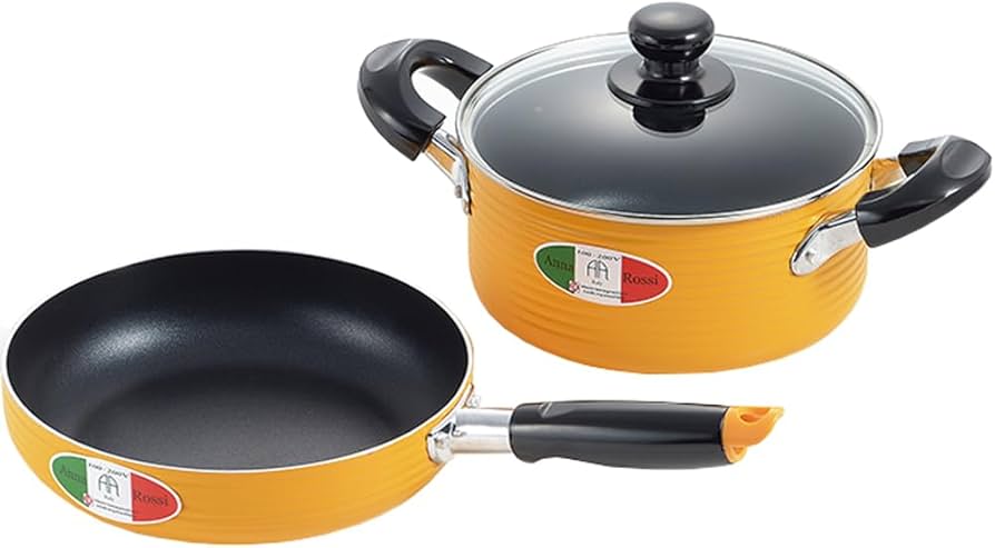 Amazon｜アンナロッシ IH対応 アルミ 両手鍋 18cm & フライパン 20cm