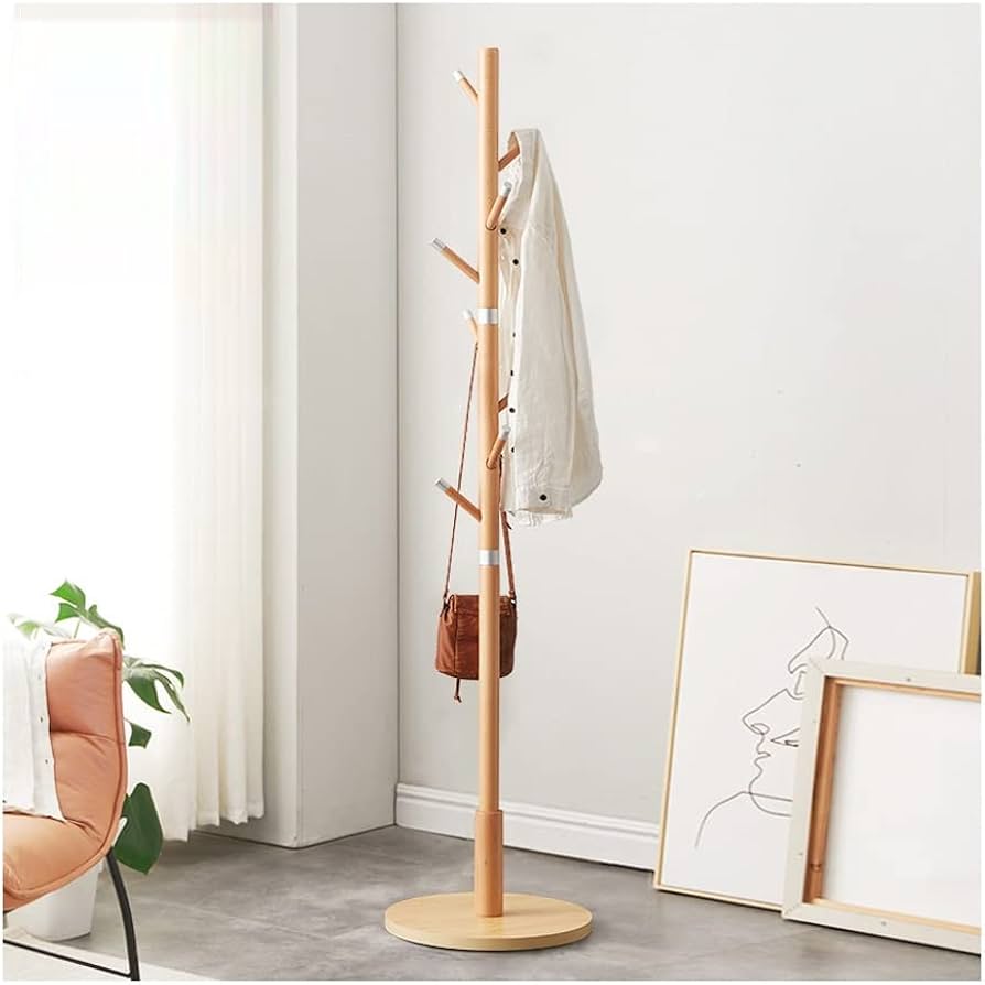 Amazon.co.jp: ポールハンガーハンガーラック 木製洋服掛け コート