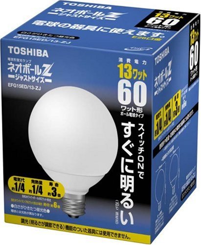 Amazon | 東芝 ネオボールZ 電球形蛍光ランプ ボール電球60ワット