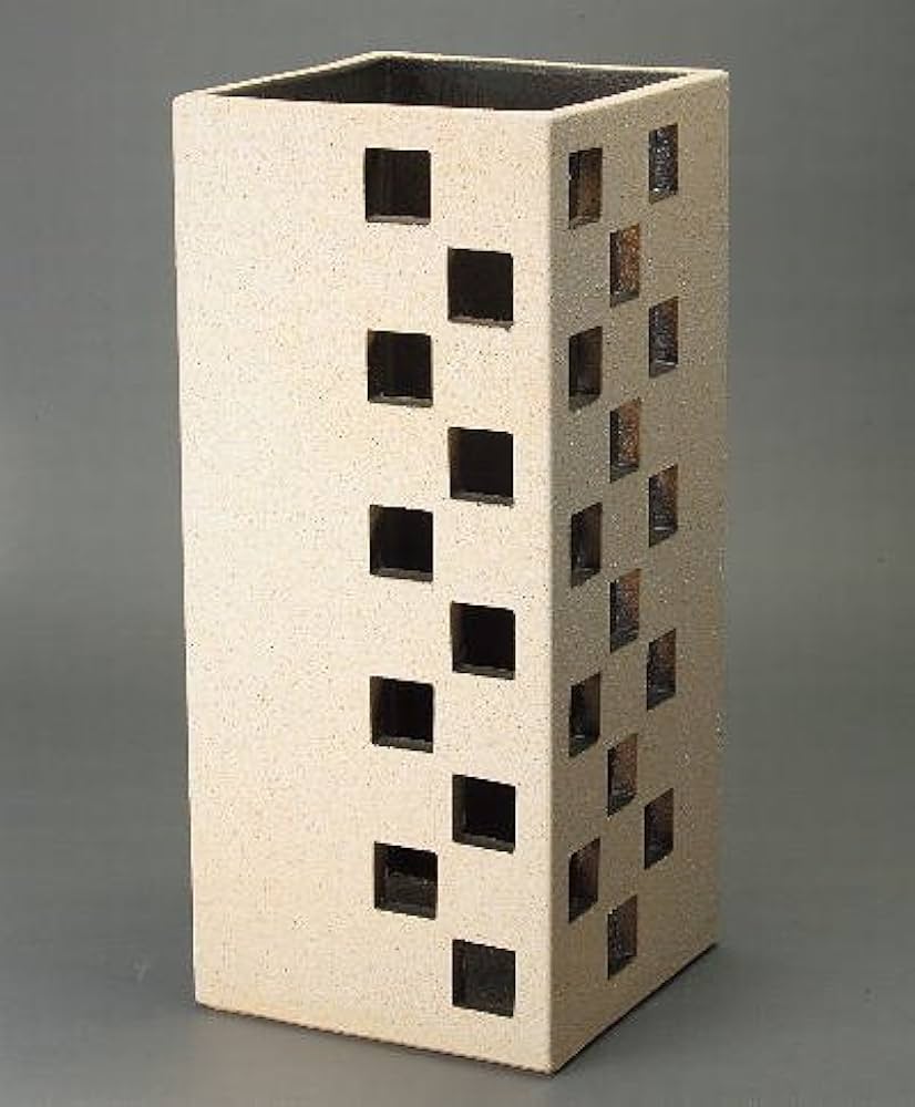 Amazon | 信楽焼陶器 傘立 スクエアーツートン傘立 高さ49.0cm 335-04