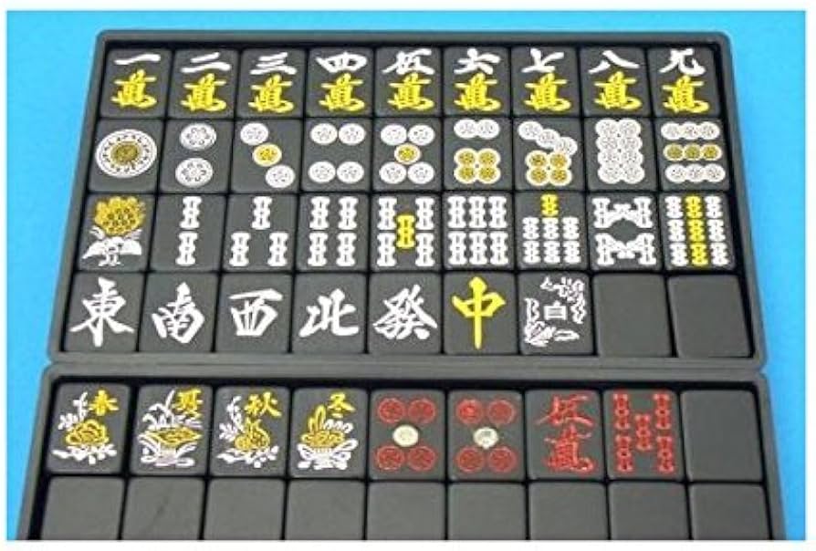 Amazon.co.jp: 手打ち麻雀牌 オールブラック 金龍（黒点棒付き