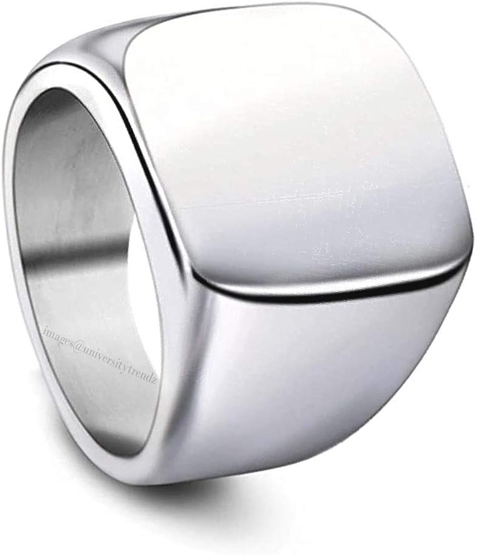 University Trendz Square Geometric Metal Stainless Steel Ring For