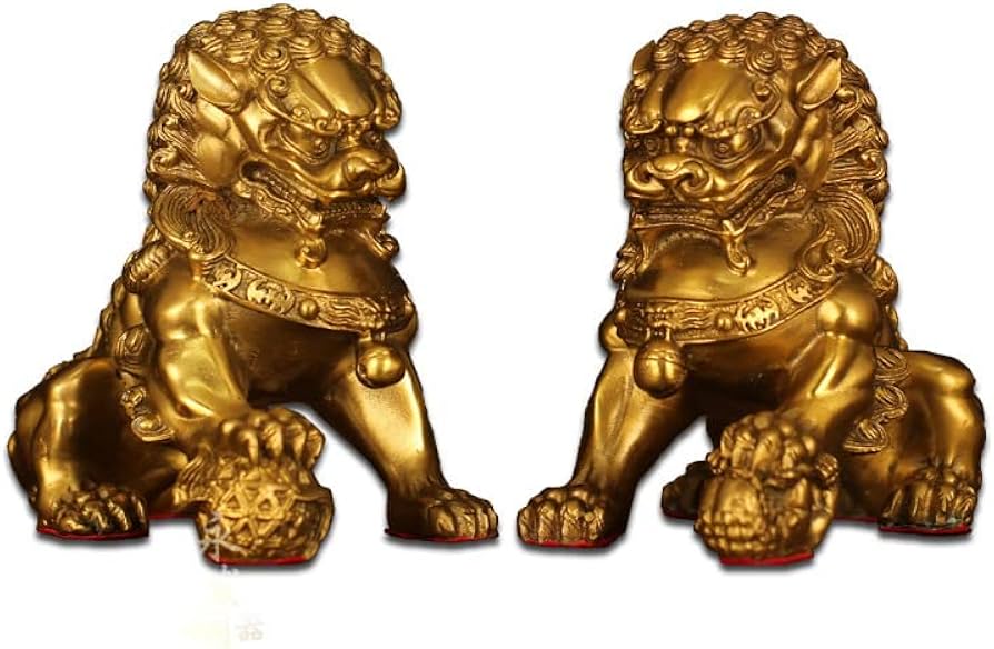 Amazon.com: 纯铜狮子摆件一只北京狮铜狮子宫门狮家居装饰品(1PCS 2号