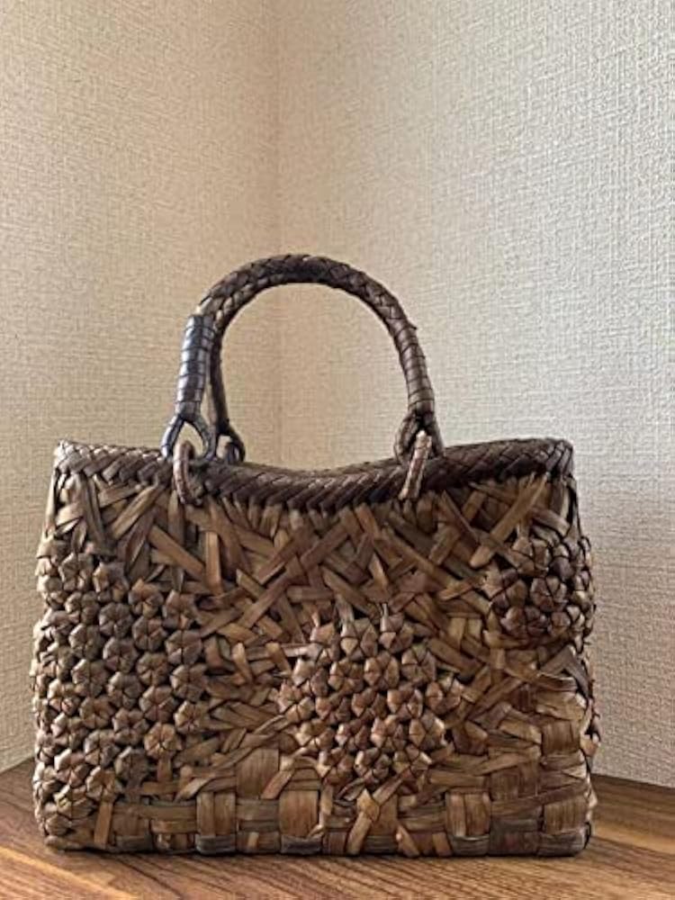 Amazon | [山葡萄] 胡桃 かごバッグ 【花編み/市松編み/乱れ編み/内布