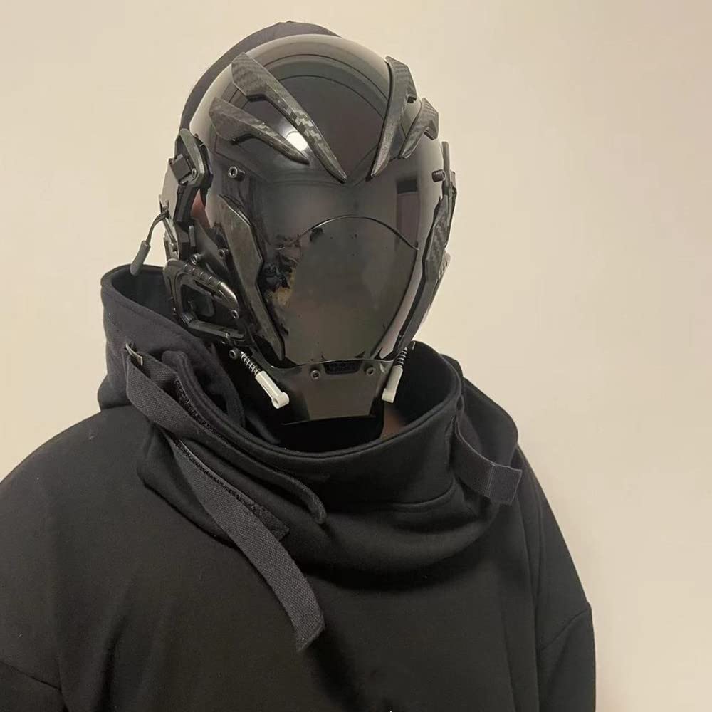 Amazon.co.jp: 黒いサイバーパンクマスク ロールプレイ用仮面 近未来的