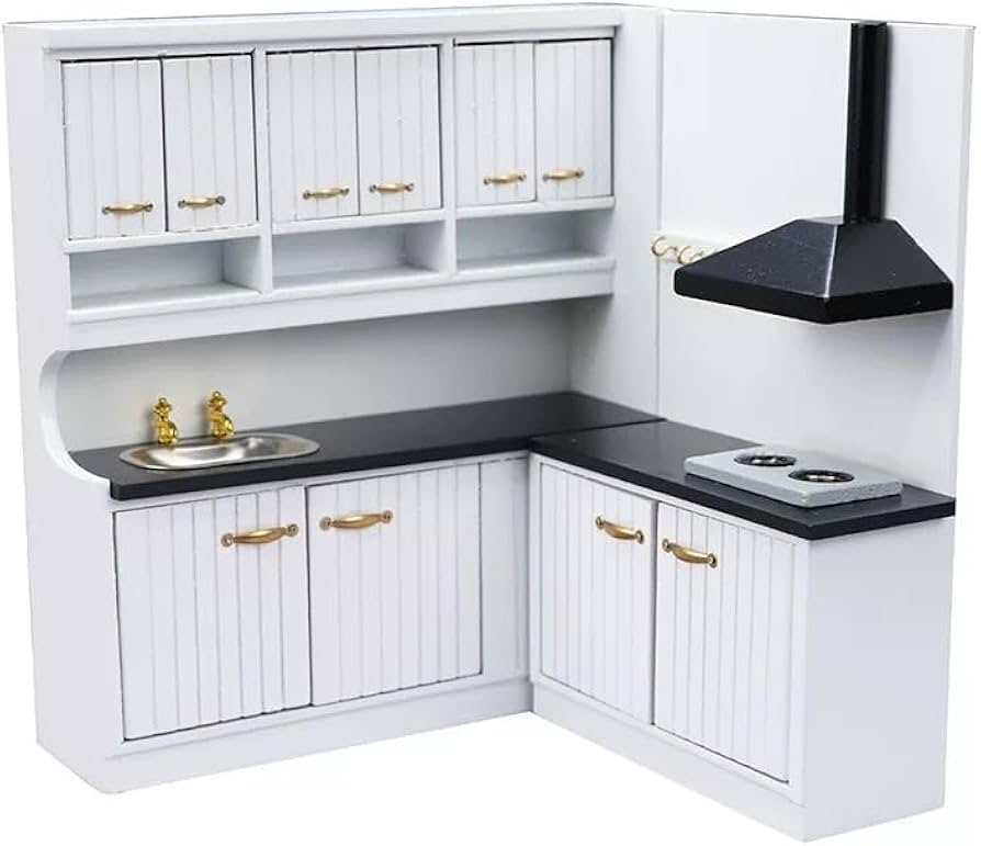 Amazon.co.jp: ドールハウス ミニチュア 家具 木製キッチンセット 食堂