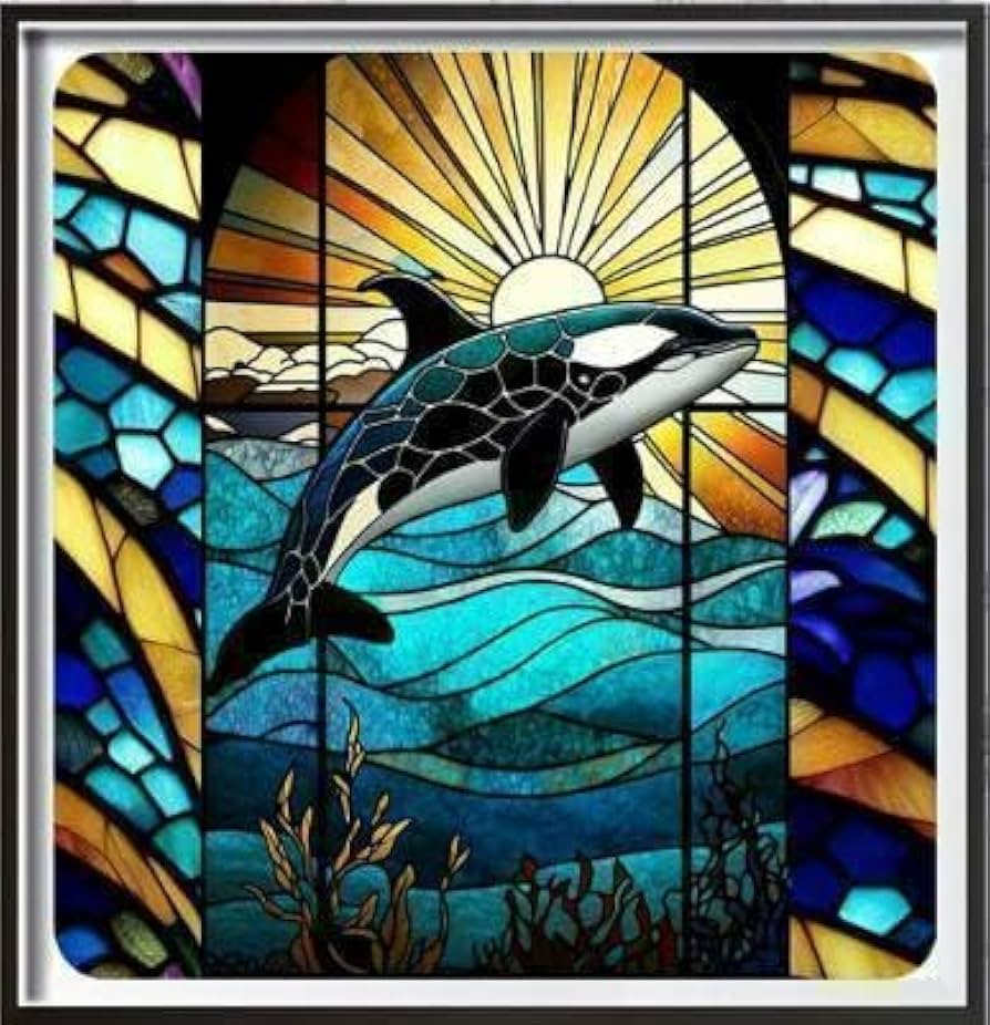 Amazon.co.jp: ダイヤモンドアート キット ステンドグラス風 シャチ 30