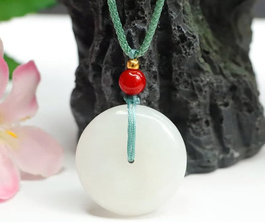 Amazon.com: 和田玉白玉吊坠平安扣玉石玉器珠宝饰品: Industrial