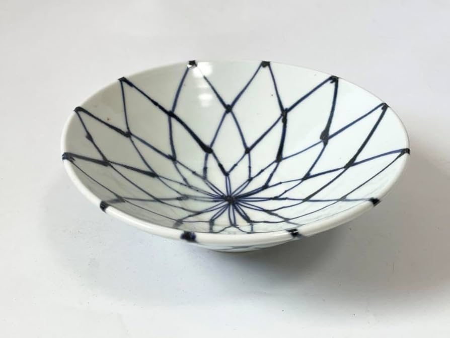 Amazon.co.jp: 作家物 陶芸家 加藤静允 染付 網代文様 網文様 茶碗 深