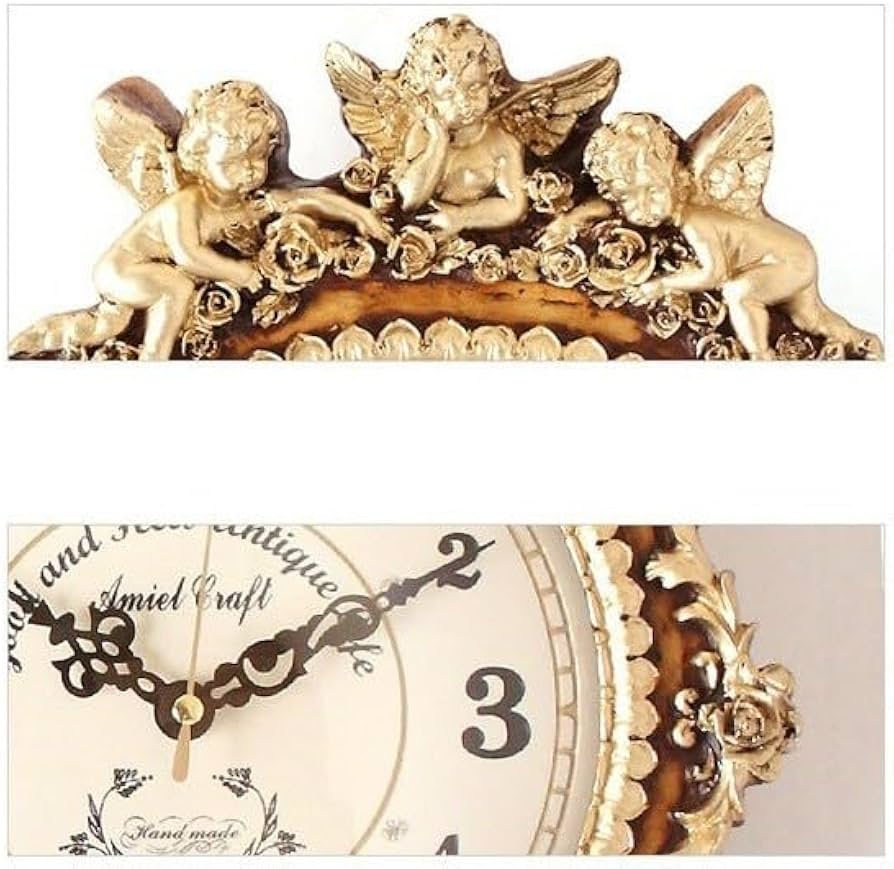 Amazon.co.jp: 電波掛け時計 ゴールデンエンジェルラウンド振り子時計B