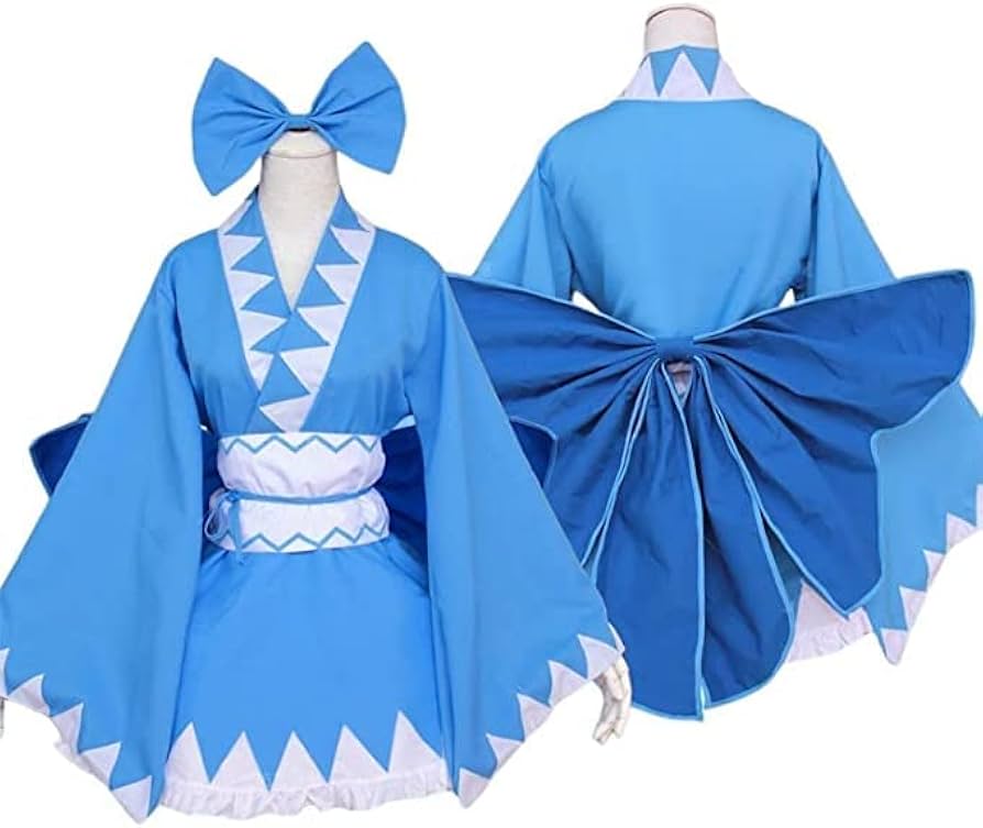 Amazon.co.jp: 東方紅魔郷 チルノコスプレ衣装 COS着 青白着物 浴衣