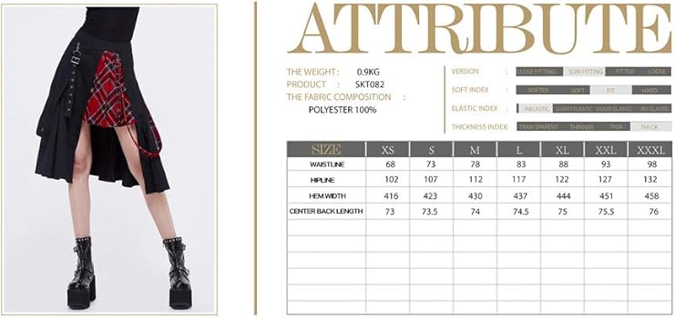 Amazon.co.jp: Gothic Punk スチームパンクな女性赤チェック柄プリーツ