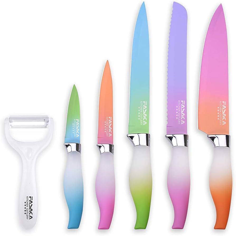 Amazon | FASAKA カラフルナイフ6点セット - キッチンナイフ5本と