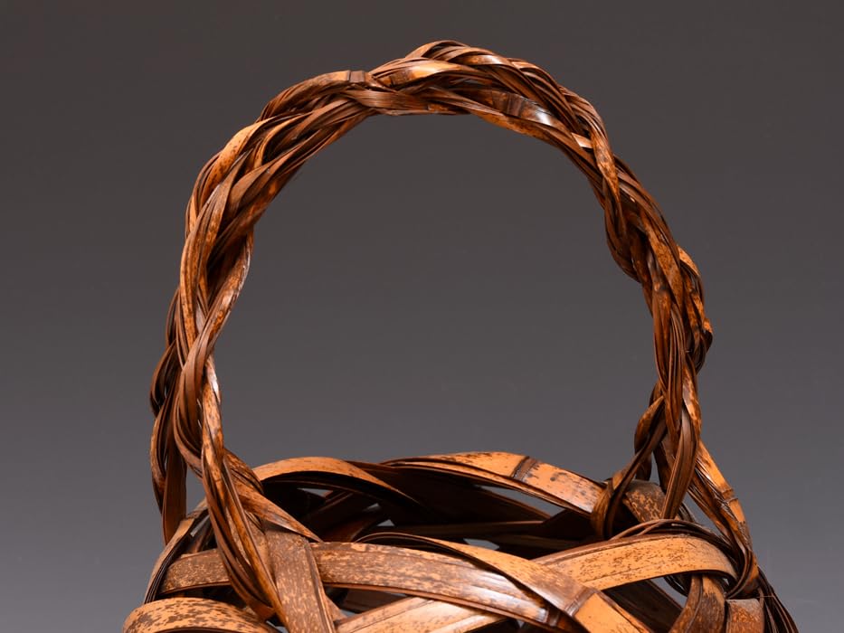 Amazon.co.jp: 一竹斉（造）竹編み手付き花籠おとし付き篭高さ39