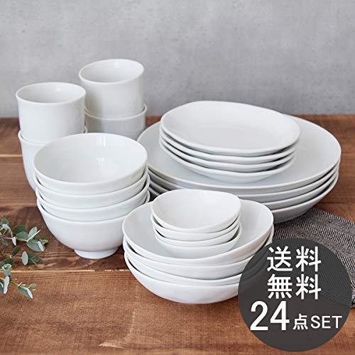 Amazon.co.jp: シンプルな白い食器 24点ボリュームセット (6種類4つ