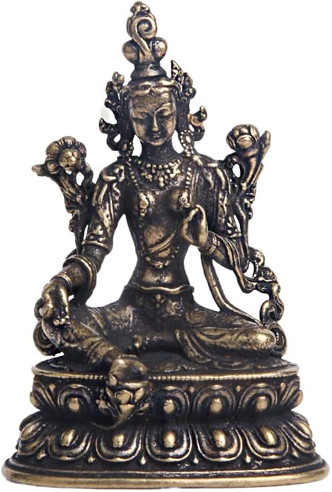 Amazon.co.jp: wenshengve 仏像 置物 真鍮製 緑度母 菩薩 （緑多羅菩薩