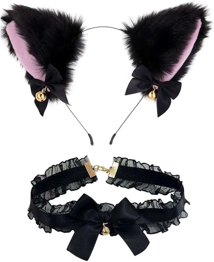 Amazon.co.jp: [ZUNNY HJERBOF] 猫耳 カチューシャ 2点セット 鈴付き