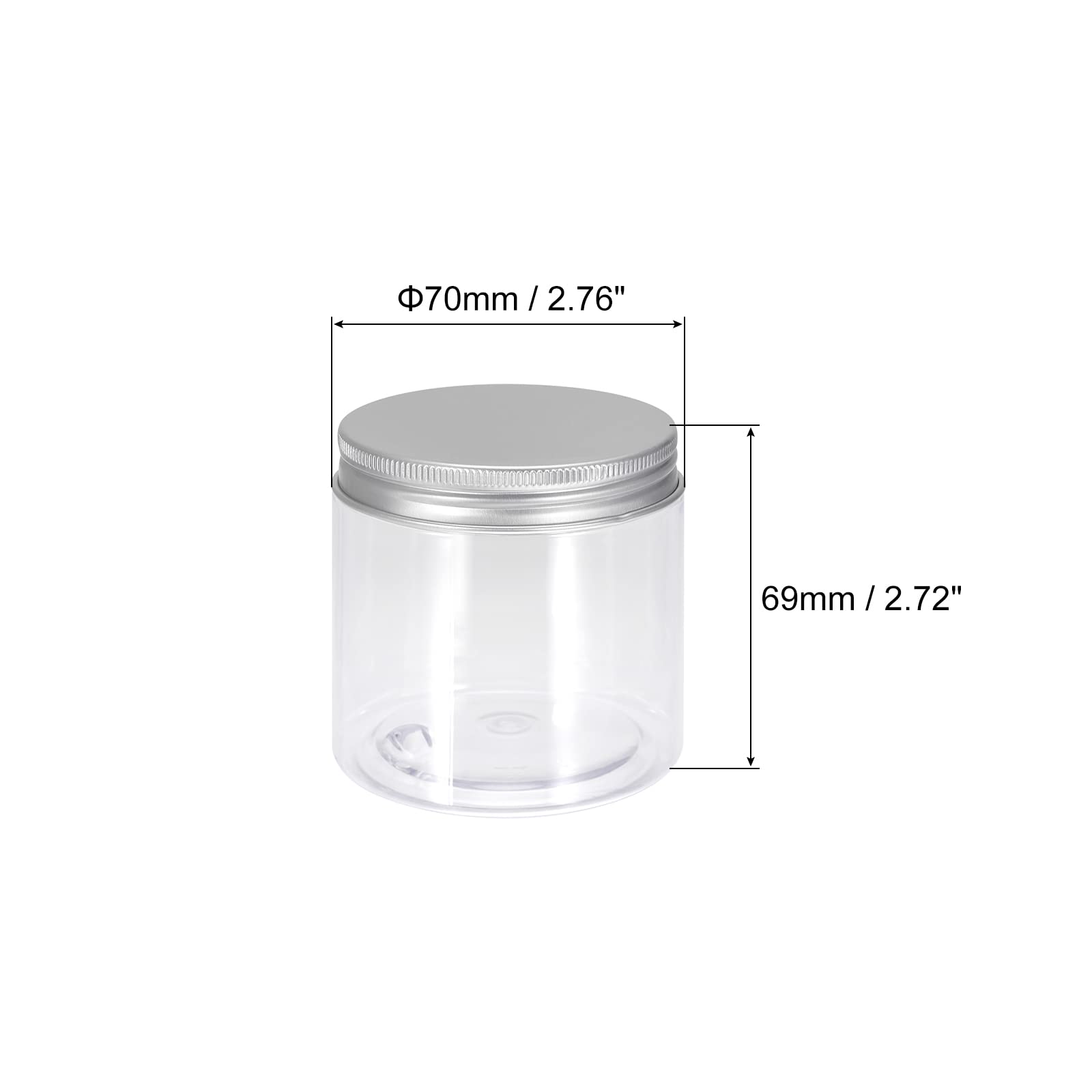 Amazon｜uxcell 透明なプラスチックジャー シルバーアルミ蓋付き 6oz