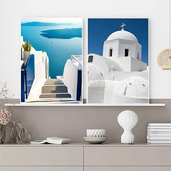 Amazon.co.jp: ギリシャ サントリーニ島エーゲ海の絵海島壁アート