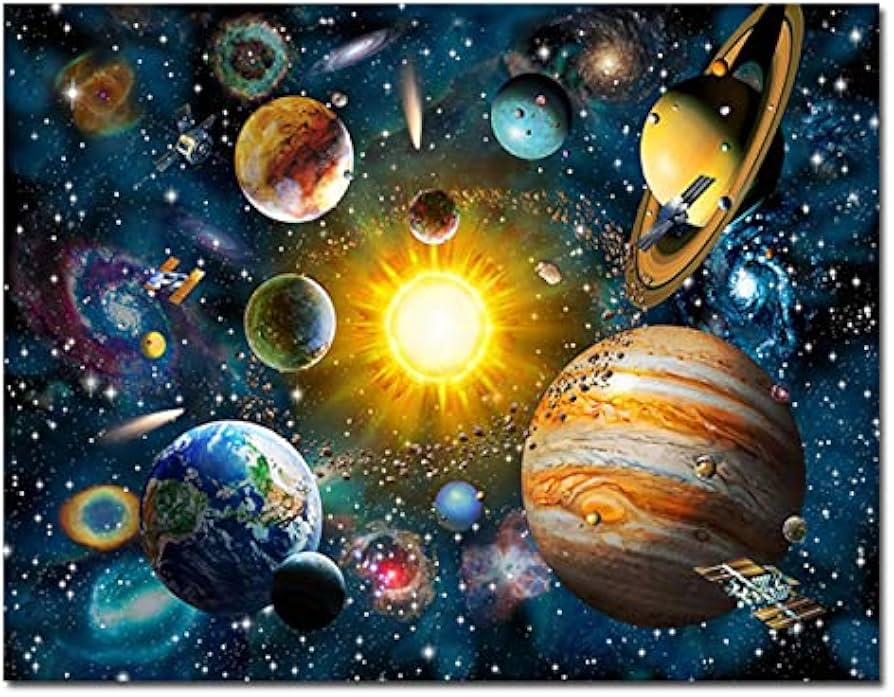 Amazon｜アートペインティング美しいクールな宇宙空間モダンの惑星絵画