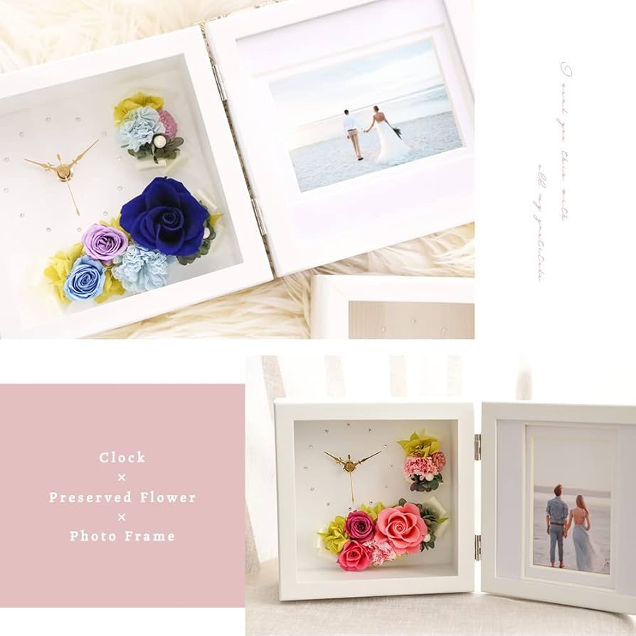 Amazon｜プリザーブドフラワーフォトクロック Arvo Deux 【オリジナル