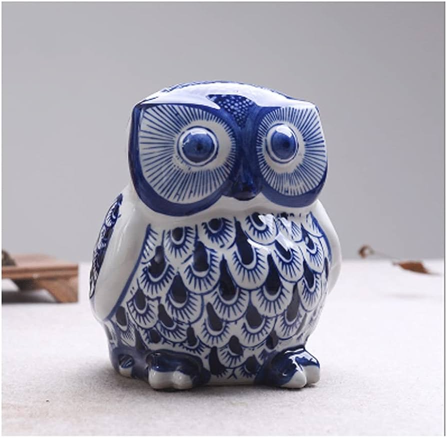 Amazon.co.jp: 貯金箱 かわいいフクロウ 貯金箱 手描き セラミック貯金