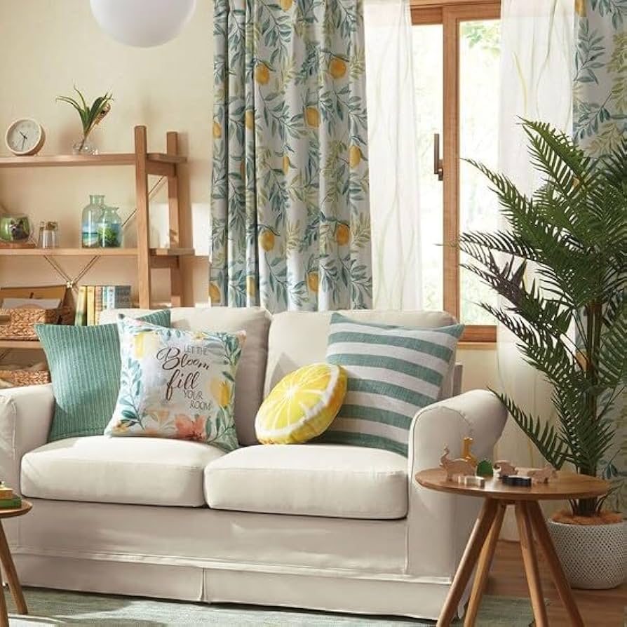 Amazon｜ニトリ(NITORI) 遮光2級・遮熱カーテン レモンリーフ グリーン