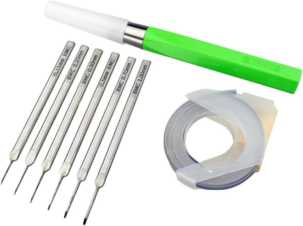 新お試しセット スジボリ堂 BMCタガネ6本、タガネホルダー、ガイド