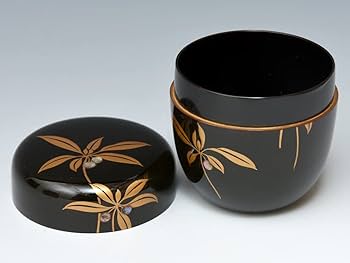 Amazon.co.jp: 蒔絵師 中村湖舟造藪小路蒔絵中棗 青貝入 共箱 茶道具