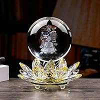Amazon.co.jp: クリスタルボール 蓮の花 回転可能 蓮台座 クリスタル