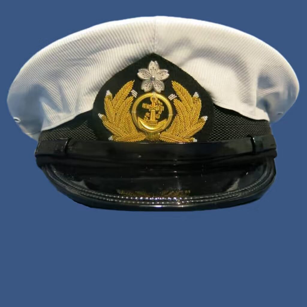 Amazon.co.jp: WW2 大日本帝国海軍 士官軍帽 前章付 日覆付 精密複製